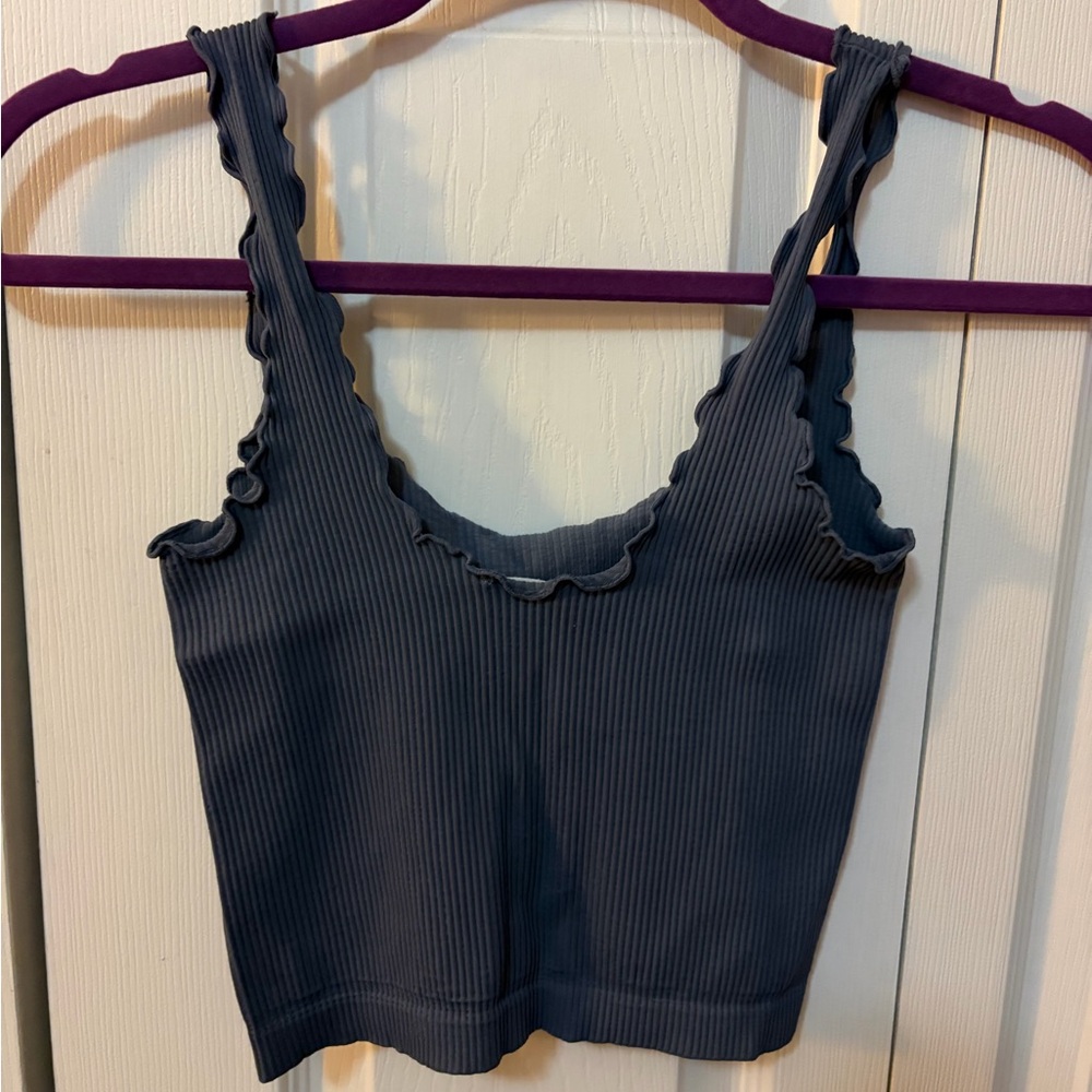 Nikibiki Darker Blueish Ribbed Tank Top